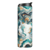 Bouteilles Isothermes Bleu Sarcelle Or Blanc Marbre Moderne Agate (Tourné sur la gauche)