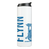 Bouteilles Isothermes Bleu sur le train à vapeur blanc enfants nom perso (Tourné sur la gauche)