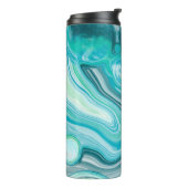 Bouteilles Isothermes Bleu, Turquoise Mer Vagues et Bulles (Tourné sur la gauche)