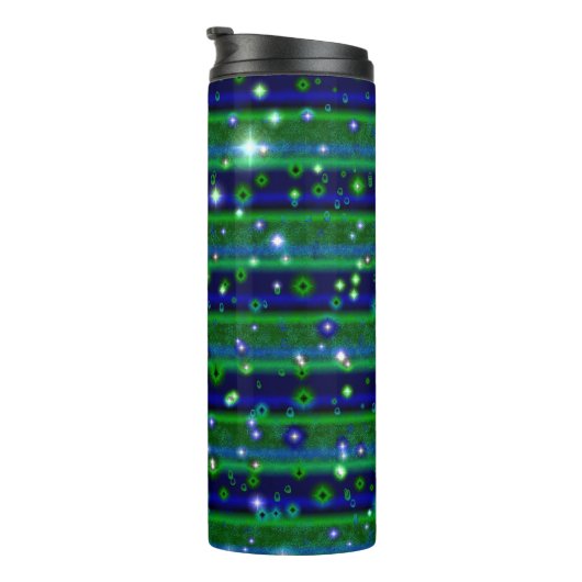 Bouteilles Isothermes Bleu vert rayures avec étoiles et Raindrops (Tourné sur la droite)
