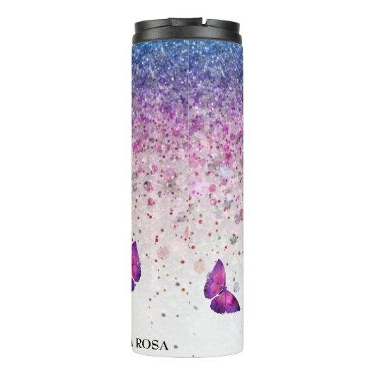 Bouteilles Isothermes *~* Bleu Violet Parties scintillant Papillon Girly (Dos)