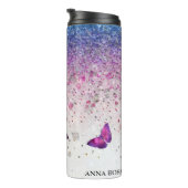 Bouteilles Isothermes *~* Bleu Violet Parties scintillant Papillon Girly (Tourné sur la droite)