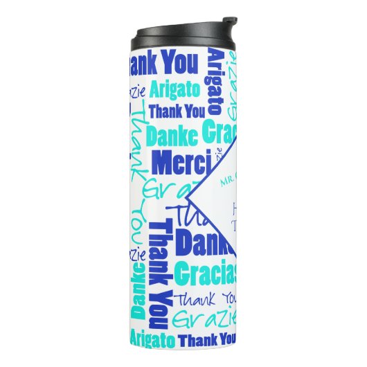 Bouteilles Isothermes Bleus multilingues de Merci d'appréciation de (Tourné sur la gauche)