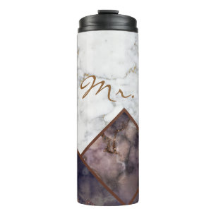 Bouteilles Isothermes Bloc de couleur marbre Montagne noire et blanche