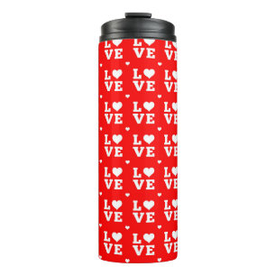 BOUTEILLES ISOTHERMES BLOC ROUGE ET BLANC LETTRE AMOUR AVEC COEUR