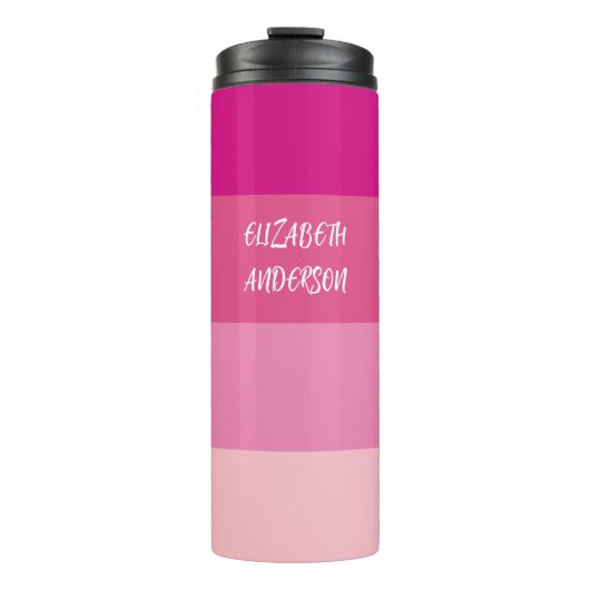 Bouteilles Isothermes Blocage de couleur rose, bande horizontale (Devant)