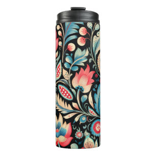 Bouteilles Isothermes Blooms colorés et Motifs de Paisley sur Noir