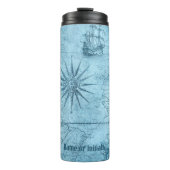 Bouteilles Isothermes Blue Faux Old World Map Design, Paruline thermique (Devant)