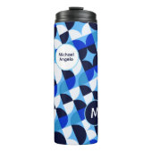 Bouteilles Isothermes Blue Geometric Mosaic Bauhaus Monogram Custom Name (Devant)