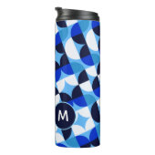 Bouteilles Isothermes Blue Geometric Mosaic Bauhaus Monogram Custom Name (Tourné sur la droite)