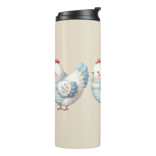 Bouteilles Isothermes Blue Gingham Cottage Hen (Tourné sur la gauche)