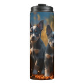 Bouteilles Isothermes Blue Heeler Chiot Automne Citrouille de plaisir (Devant)