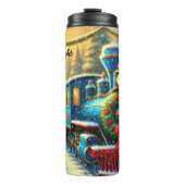 Bouteilles Isothermes Blue Red Festive Train Ornament Forest (Devant)