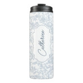 Bouteilles Isothermes Blue Toile Floral with Script Personalization (Devant)