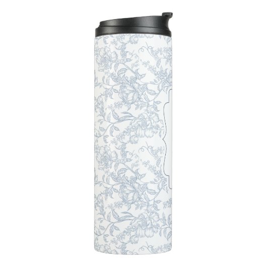 Bouteilles Isothermes Blue Toile Floral with Script Personalization (Tourné sur la gauche)