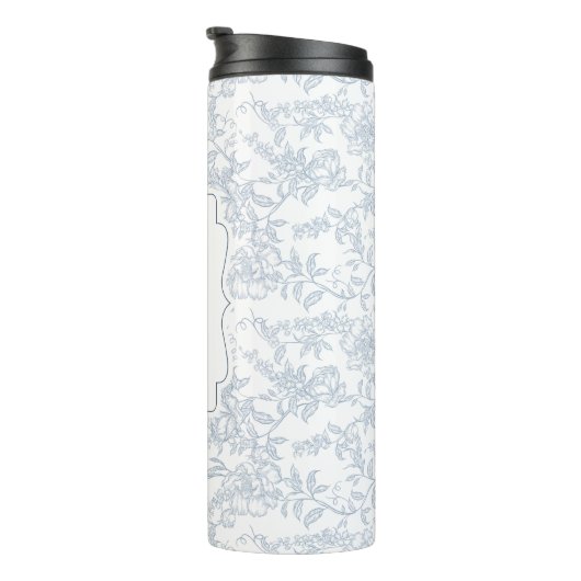 Bouteilles Isothermes Blue Toile Floral with Script Personalization (Tourné sur la droite)