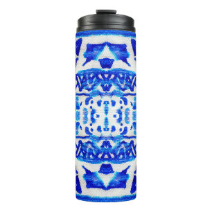 Bouteilles Isothermes Blue watercolor tribal ethnique sans couture motif