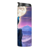 Bouteilles Isothermes Blue Wolf hurle à la Pleine lune. (Tourné sur la droite)