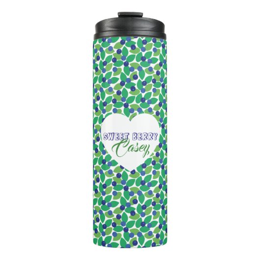 Bouteilles Isothermes Blueberries Pattern Modern Green Blue Customize. (Devant)