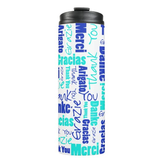 Bouteilles Isothermes BlueTurquoise Merci multilingue Typographie (Devant)