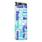 Bouteilles Isothermes BlueTurquoise Merci multilingue Typographie (Tourné sur la droite)