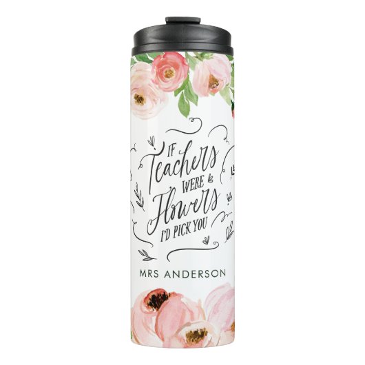 Bouteilles Isothermes Blush rose floral merci enseignant cadeau (Devant)
