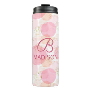 Bouteilles Isothermes Blush Rose Pailleté Or Faux Monogramme Nom
