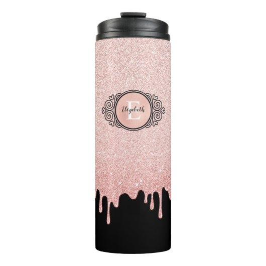 Bouteilles Isothermes Blush rose pailletescascade Monogramme Nom (Devant)