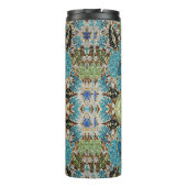 Bouteilles Isothermes bohème girly chic argent turquoise fleur bleu (Dos)