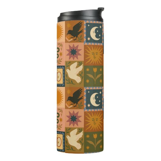 Bouteilles Isothermes Boho Celestial | Soleil et lune rétro (Tourné sur la gauche)