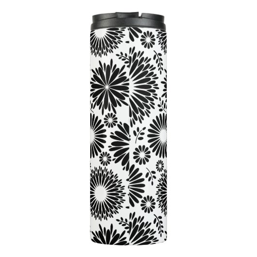 Bouteilles Isothermes Boho fleurs Motif floral vectoriel noir et blanc (Dos)