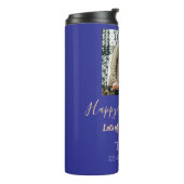 Bouteilles Isothermes Boho moderne heureux anniversaire ajouter nom bleu (Tourné sur la gauche)
