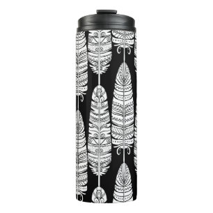 Bouteilles Isothermes Boho plumes : motif noir et blanc