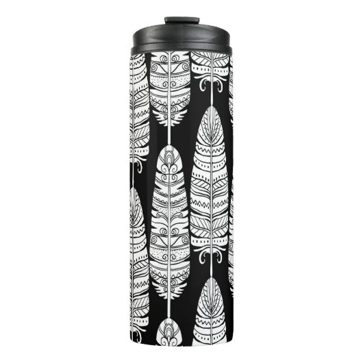 Bouteilles Isothermes Boho plumes : motif noir et blanc (Devant)