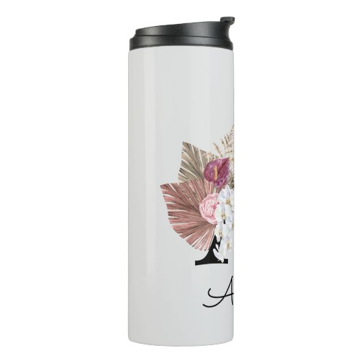 Bouteilles Isothermes Boho rose moderne Floral Initiale A (Tourné sur la gauche)