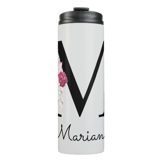 Bouteilles Isothermes Boho rose monogramme Floral initial M (Devant)