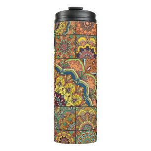 Bouteilles Isothermes Boho tuiles : patchwork coloré sans couture motif