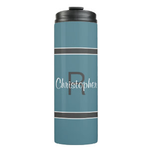 Bouteilles Isothermes Boire Stylisé Turquoise Gris Monogrammé Moderne