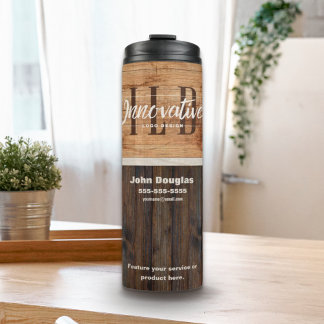 Bouteilles Isothermes Bois rustique - Logo d'entreprise - Tumbler thermi