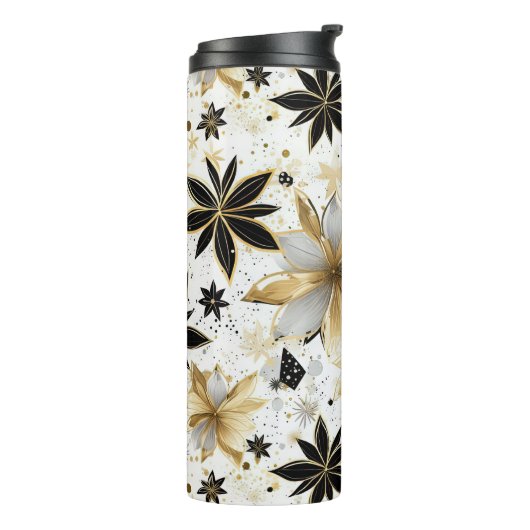 Bouteilles Isothermes Bold Black and Gold Abstract Floral (Tourné sur la gauche)