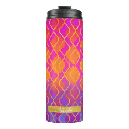 Bouteilles Isothermes Bold Orange Rose or Fuchsia Moderne Motif chic (Devant)
