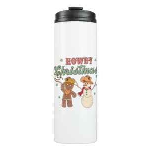 Bouteilles Isothermes Bonjour Noël Cowboy Bonhomme de Neige Western Drôl