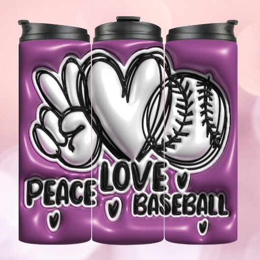 Bouteilles Isothermes Bonnet gonflé 3D - Baseball Peace Love