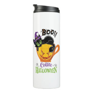 Bouteilles Isothermes Boo Black Cat, Scary Pumkin Coffee Halloween