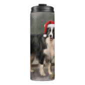 Bouteilles Isothermes Bordure Collie Chien dans neige Noël (Devant)