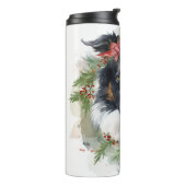 Bouteilles Isothermes Bordure Collie Fête de Noël Wreath Pup (Tourné sur la gauche)