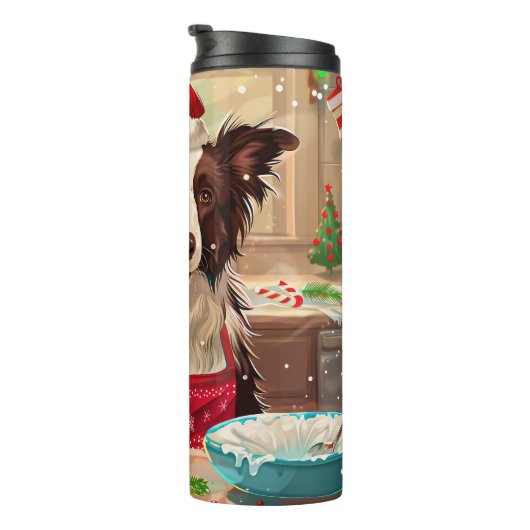 Bouteilles Isothermes Bordure Collie Gîtes : Noël festif (Tourné sur la droite)