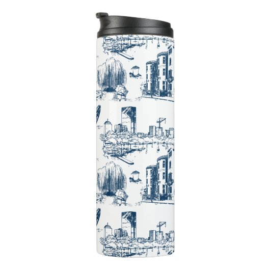 Bouteilles Isothermes Boston Toile Navy (Tourné sur la droite)