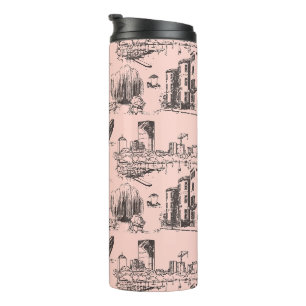 Bouteilles Isothermes Boston Toile noir et rose