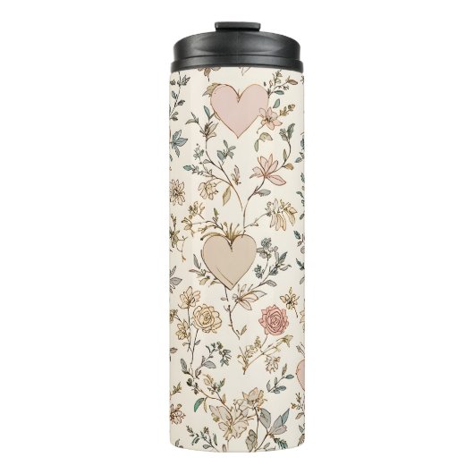 Bouteilles Isothermes Botanical Hearts Romantic Floral Valentine Pattern (Devant)